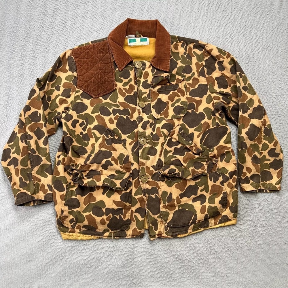 Vintage Game Winner Jacket Mens Large Duck Camo Hunting Field Shooting Shirt